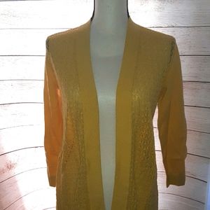 Loft Outlet Yellow Pointelle Front Open Cardigan